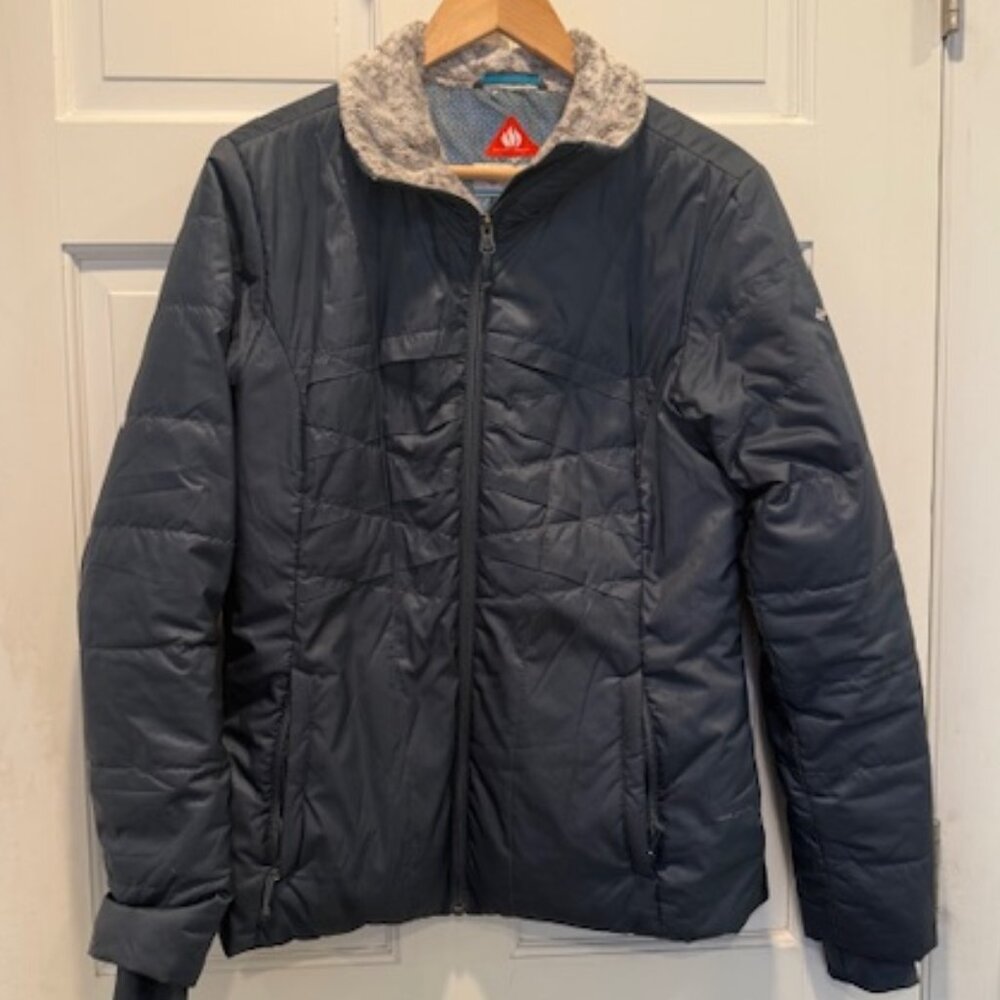 Columbia Blue Women’s Zip Up Warm Winter Omni-Heat Jacket Coat (Medium)